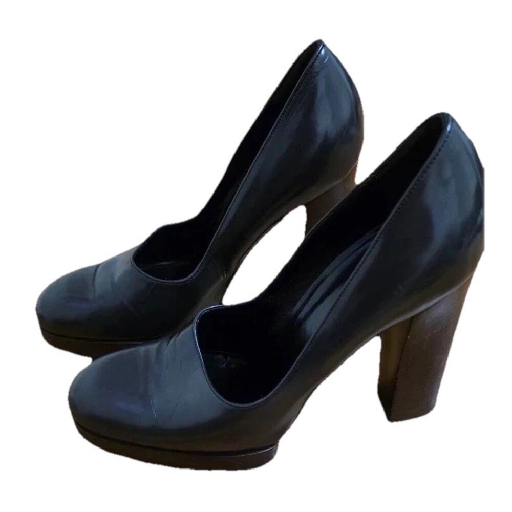 Gucci Leather Block Heels Black Shoes Size 5.5 S000021